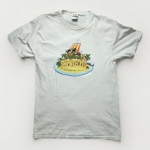 Vintage Y2K Gildan White Shipwrecked Saved By Jesus Tee Men's M Religious Christ